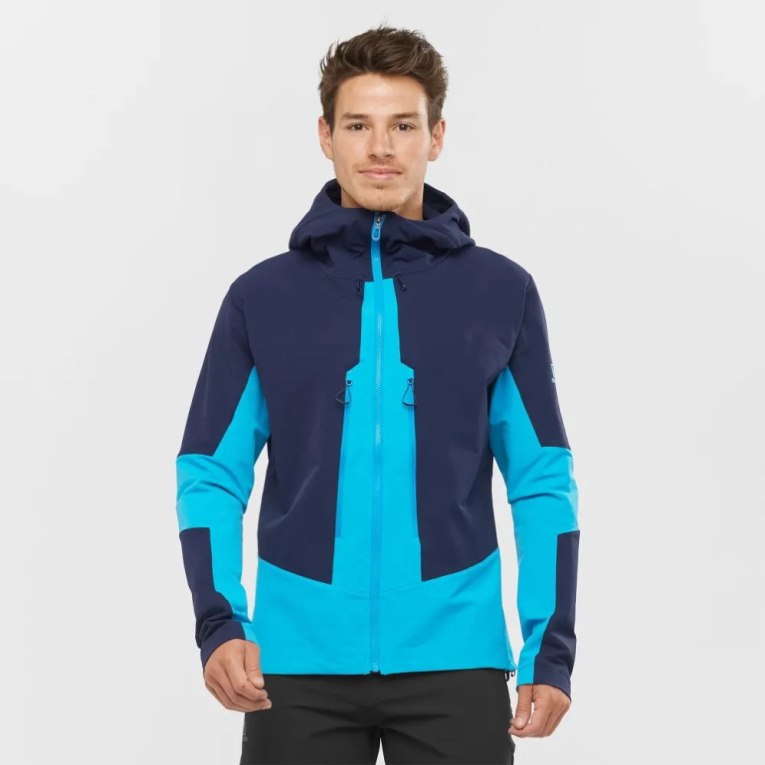 Pánské Bundy Salomon Outpeak Softshell Full Zip Tmavě Blankyt Tyrkysové | CZ 53UOXZD